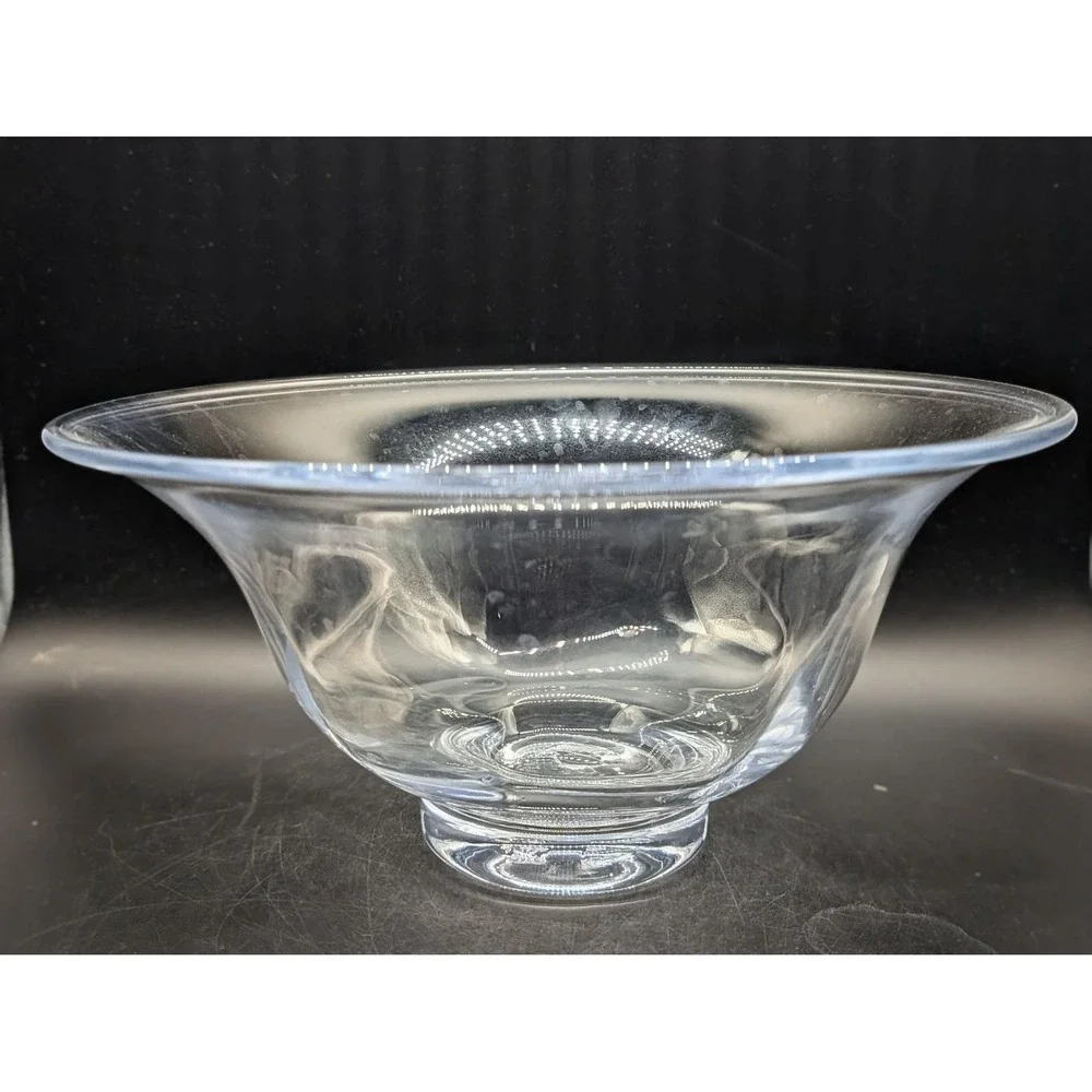 Simon‎ Pearce Clear Glass Centerpiece Console Bowl Pedestal Base 13